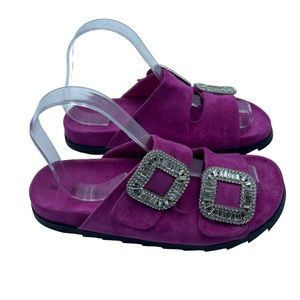 Hot pink suede sandals